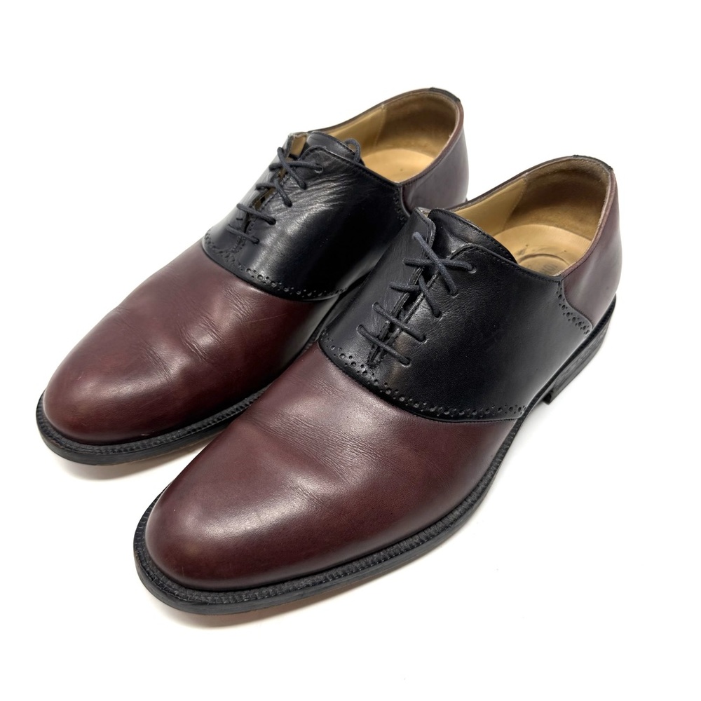 Johnston & Murphy Conrad Saddle Dress Oxfords Shoes Brown Black 8.5 M Leather